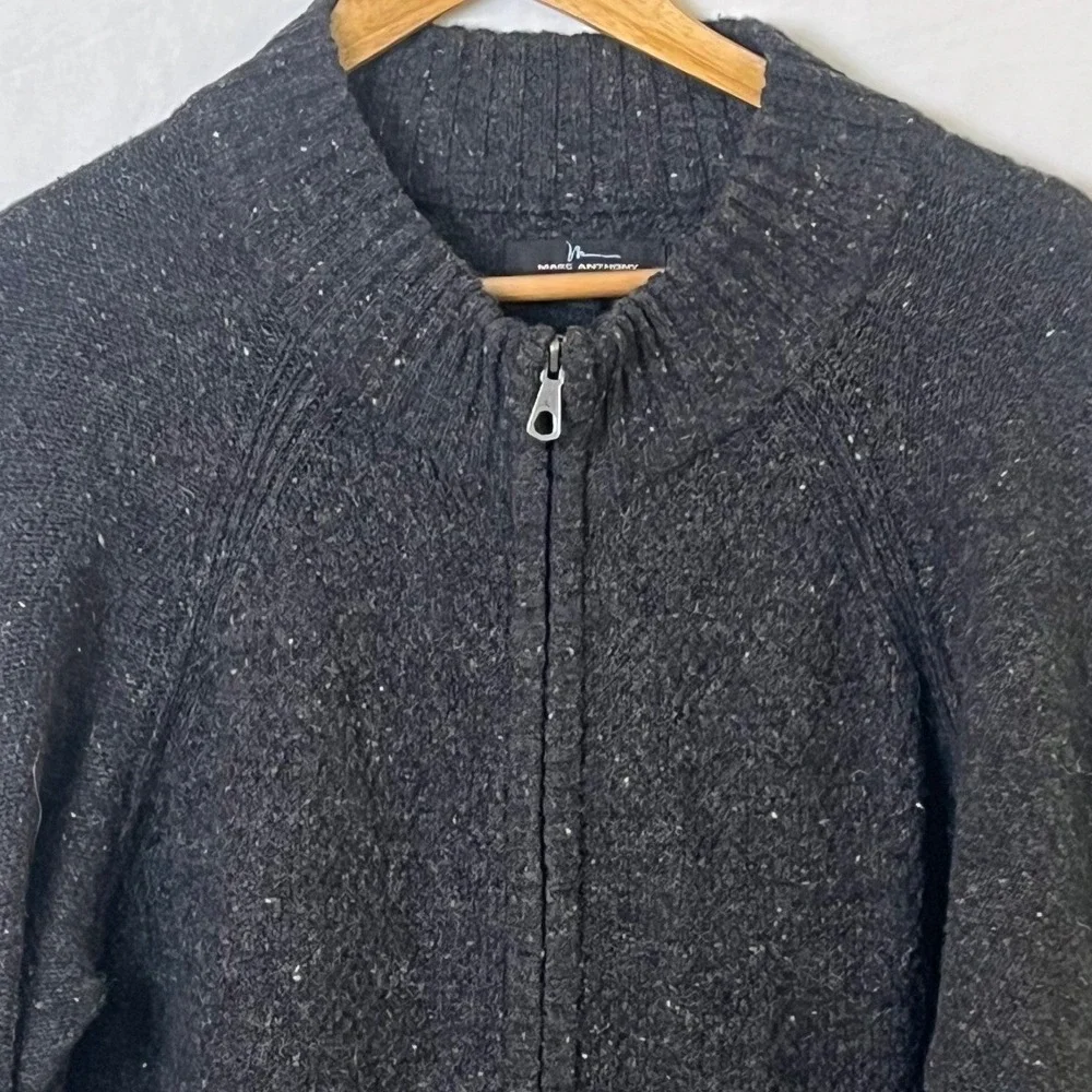 Marc Anthony Speckled Heather Gray Full Zip Sweater Wool Alpaca Mix XL NWOT Mens